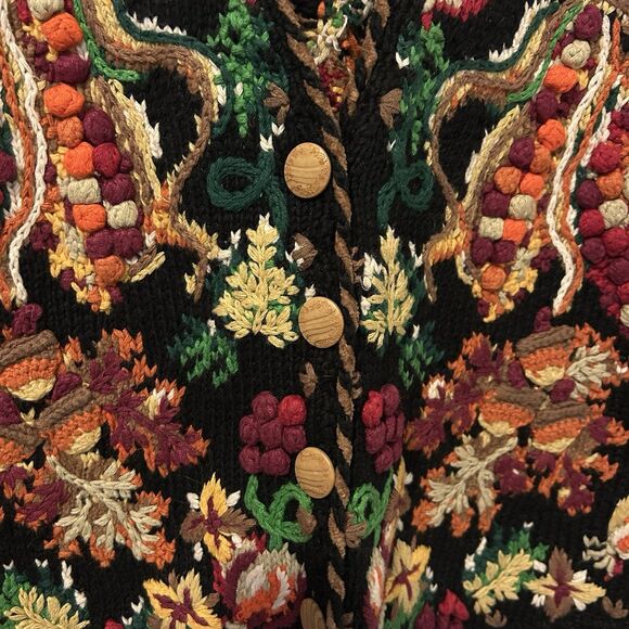 Vintage Belle Pointe Sweater Vest Small Fruit Granny Hand Knit Cottagecore - Picture 4 of 12